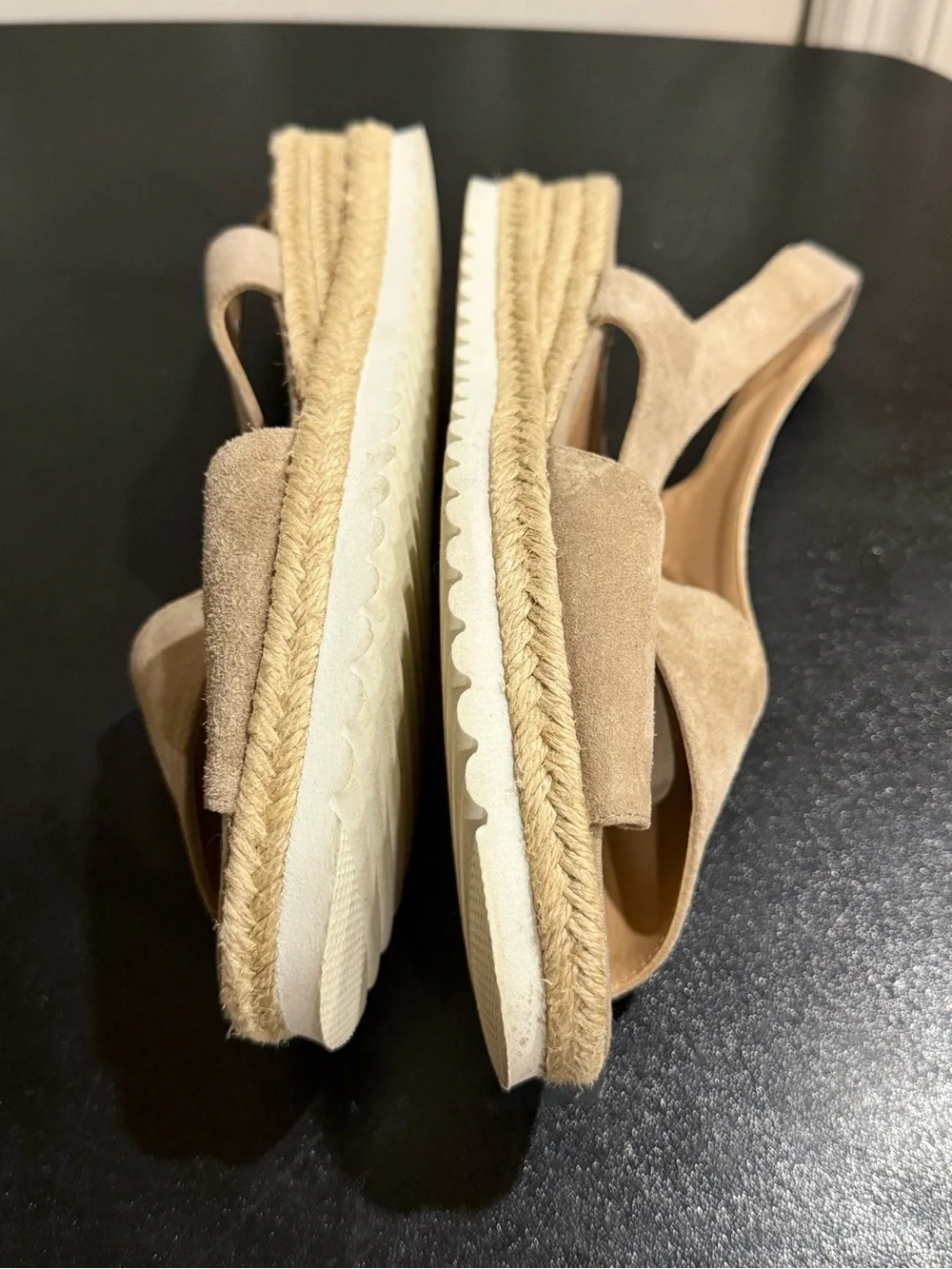 Women's Beige Suede Slingback Espadrille Sandals size 8 made in Spain